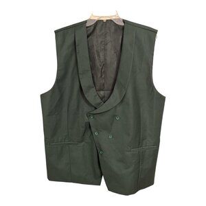 Wangyue Men’s Vest XXL Dark Green Double Breasted Formal Waistcoat Adjustable Ba